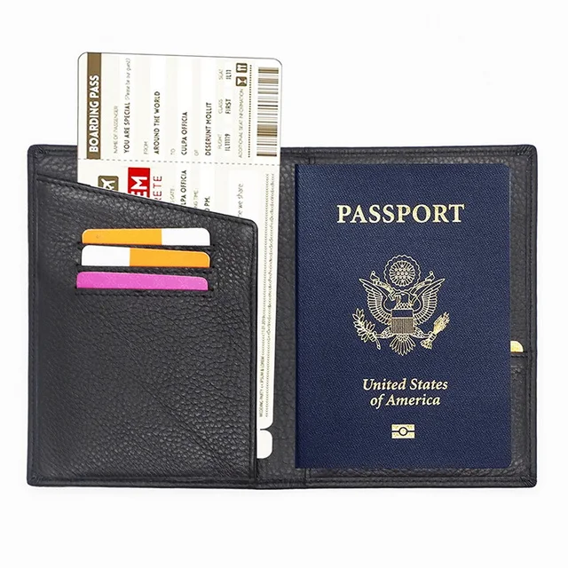 wholesale high quality waterproof passport cover genuine leather travel passport holder