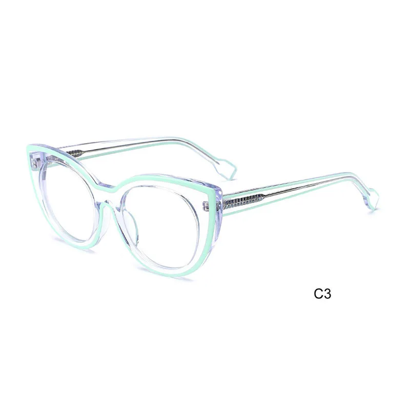 3204 wholesale assembled acetate social media Internet celebrity same modle  transparent  fashional flat mirror glasses frame