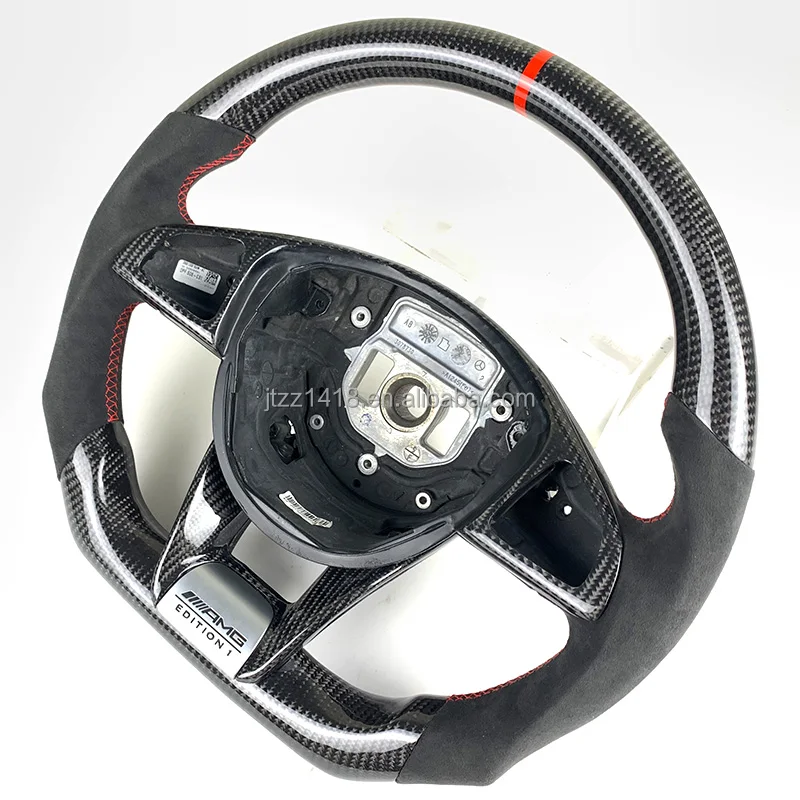 For Mercedes Benz W205 W212 W213 W221 C E B 300 AMG A45 CLA45 C63 steering wheel carbon fiber suede customization