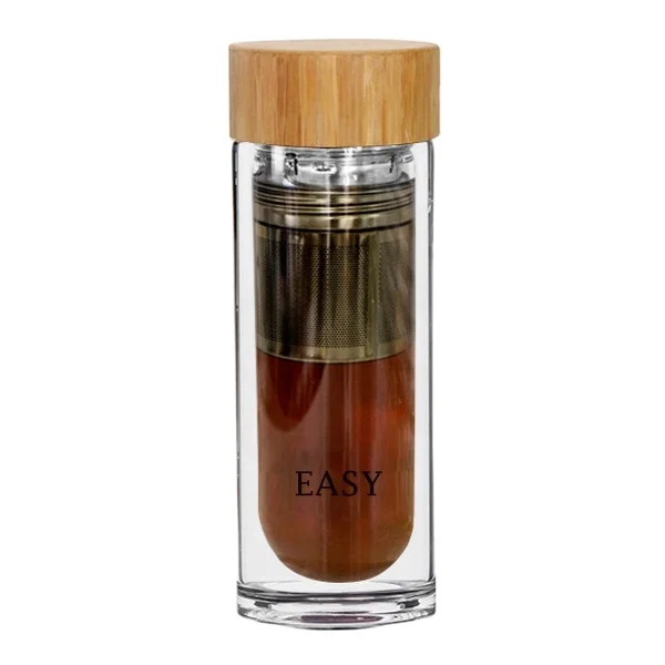 
EG511A 200ML/7OZ wholesale custom logo glass water bottle with bamboo bottom 