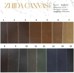 China waxed fabric factory 8oz cotton paraffin waxed breathable waterproof fabric for waxed canvas roll top backpack