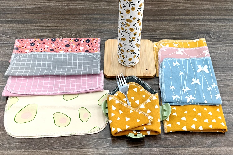 Custom print Paperless Kitchen Reusable Unpaper tea Towel custom design Handmade unpaper dish towels