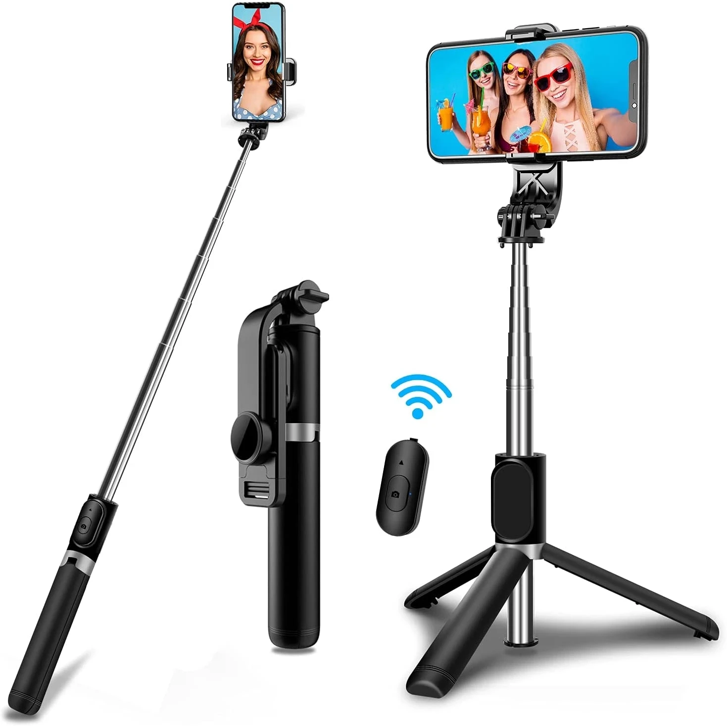 Q02s Selfie Stick Tripod With Remote Control Portable Tripod For Phone Foldable Telescopic Stick For Mobile Live Broadcast