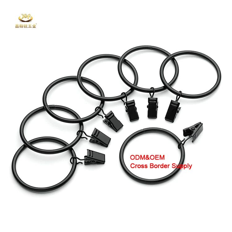 Xinhanrui Sturdy Rustproof Shower Drapery Ring Metal Curtain Rings With Clips