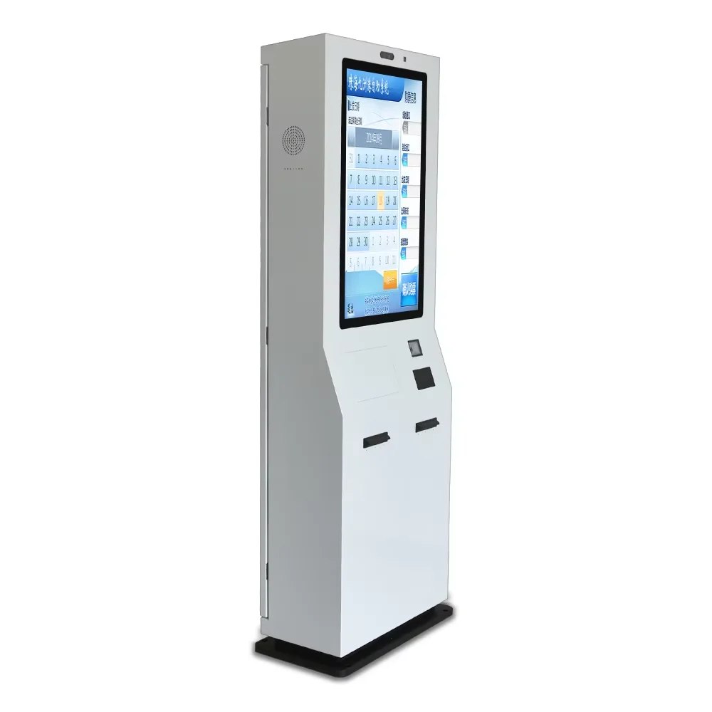 Crtly 27inch Outdoor waterproof self service kiosk touch screen ticket printer Floor Standing Self checkout cash payment kiosk
