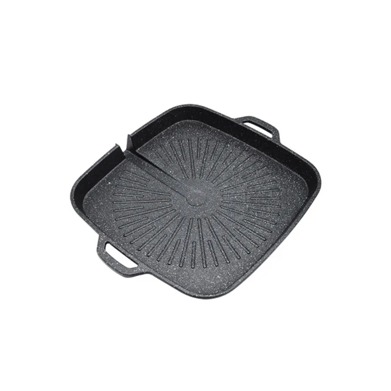 BBQ Grill Plate Korean Medical Stone Round Square Portable Teppanyaki Barbecue Plate