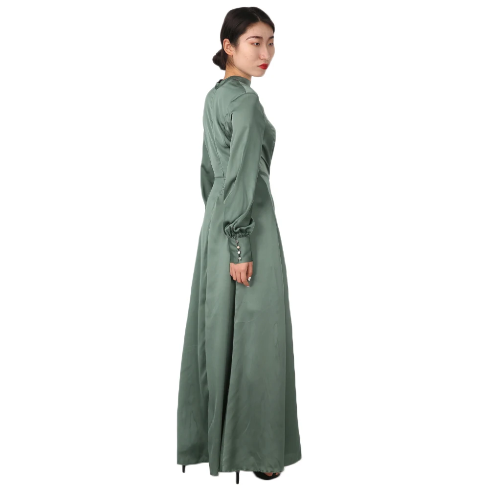 2021 оптовая продажа весеннее женское вечернее платье макси с длинным рукавом Элегантные однотонные атласные платья