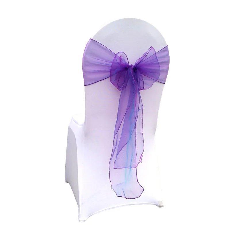 Organza Chair Back Decorative Bow Tie Hotel Banquet Tulle Ribbon