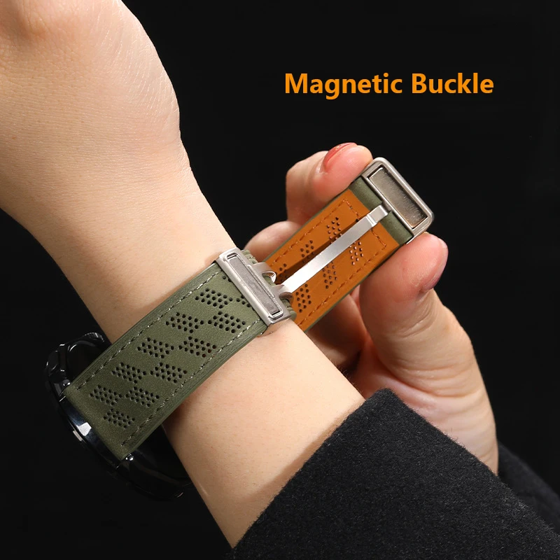 Wholesale new universal adjustable wrist bracelets magnetic buckle leather watch strap for huawei samsung garmin