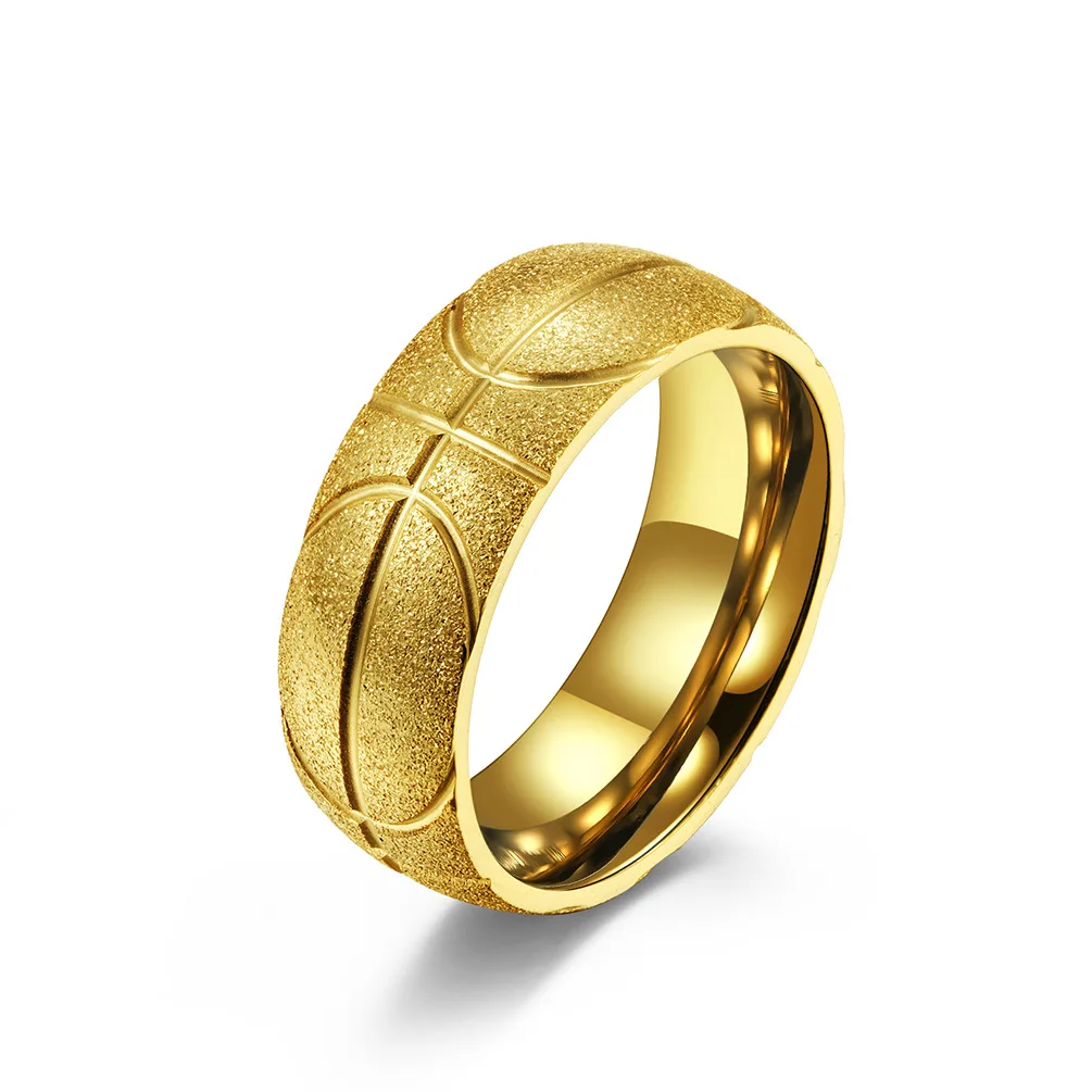 2024 Fashion matte gold ring Engraved basketball ring design Stainless Steel custom championship ring in black rings for sport