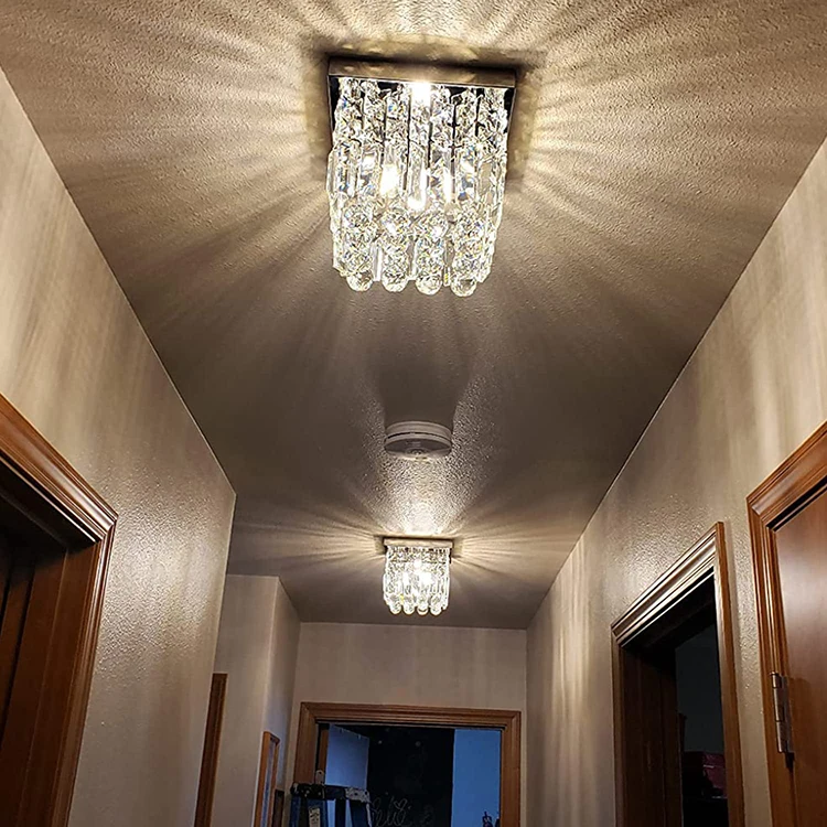 New Design Modern Contemporary square rain drop clear bathroom prism crystal chandelier ceilling light lamp