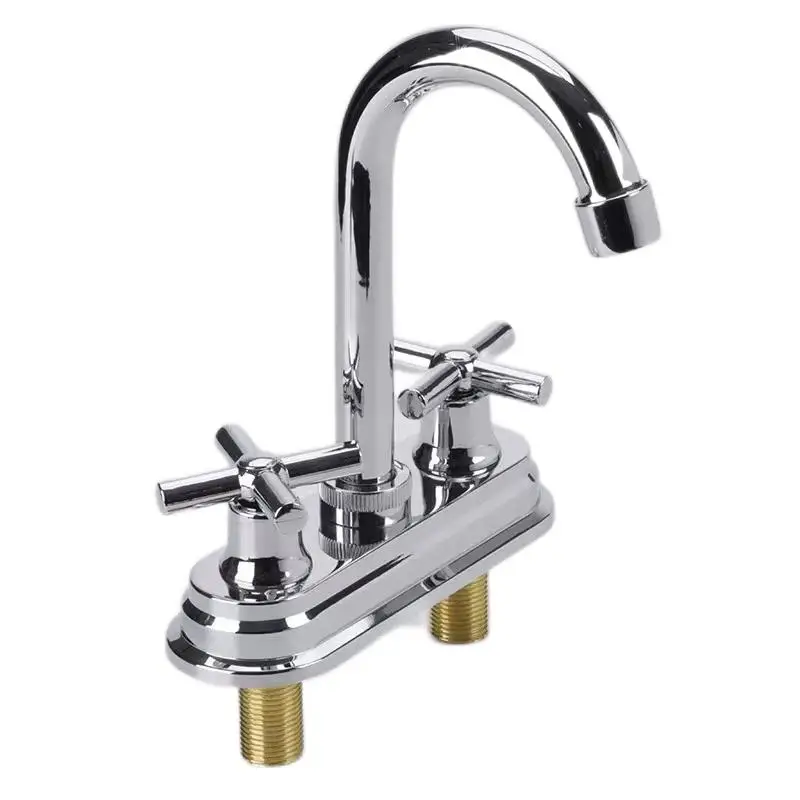 2023 cold and hot water tank mixer faucet deck installation brass body plastic double handle luxury kitchen faucet