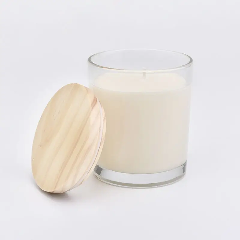 Декоративная Стеклянная банка для свечей с деревянной крышкой, Ароматизированная банка для свечей, стеклянный подсвечник