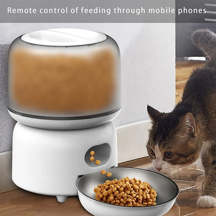 3l Cat Food Dispenser Automatic Pet Dog Cat Feeder With Stainless Steel Bowls