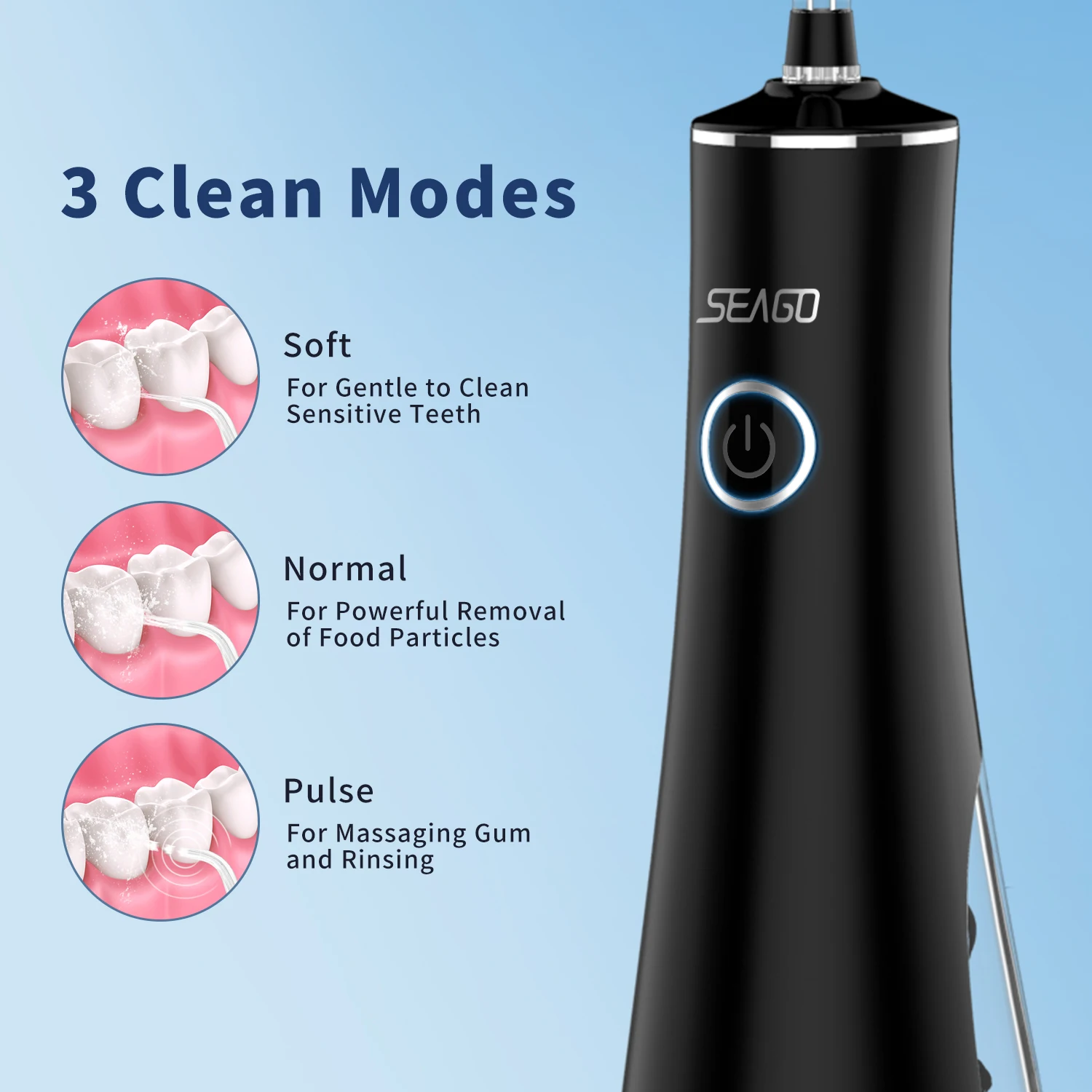 
Seago SG8001 Portable Teeth Whitening Sonic Electric Dental Care Cordless Water Pick Flosser 