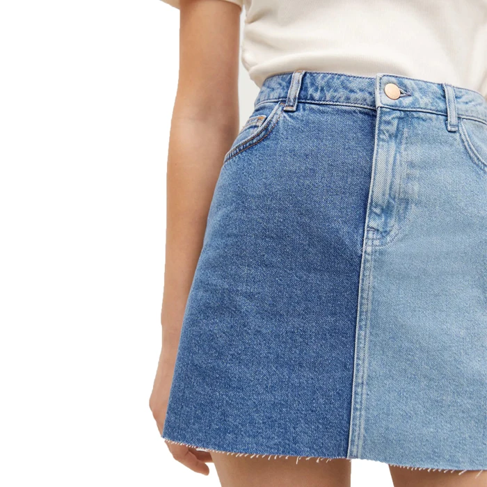 2025 fashion girl short dress skirt high quality highwaist light blue with dark blue kids girl jean skirts