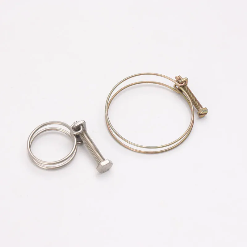 Double Wire Spring Hose Clamp Stainless Steel Metal Adjustable Wire Clip Cable Clamp