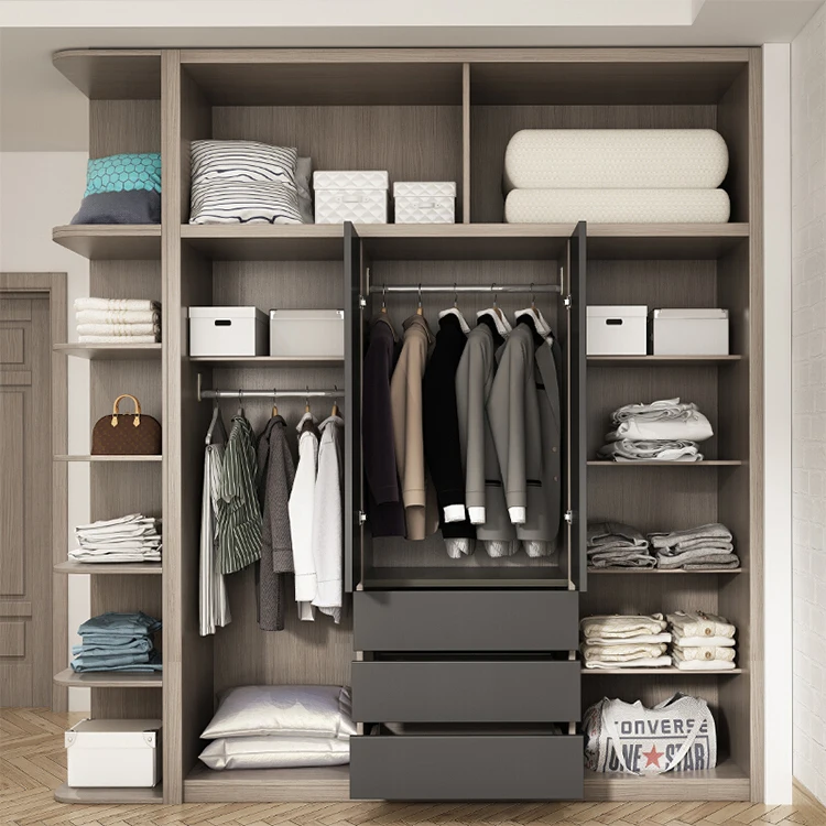built-in wardrobe without door