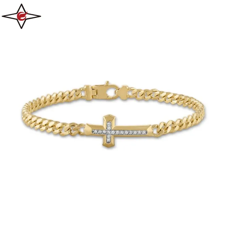 Custom Logo Stainless Steel Diamond Bracelet Cubic Zirconia Bracelet Men