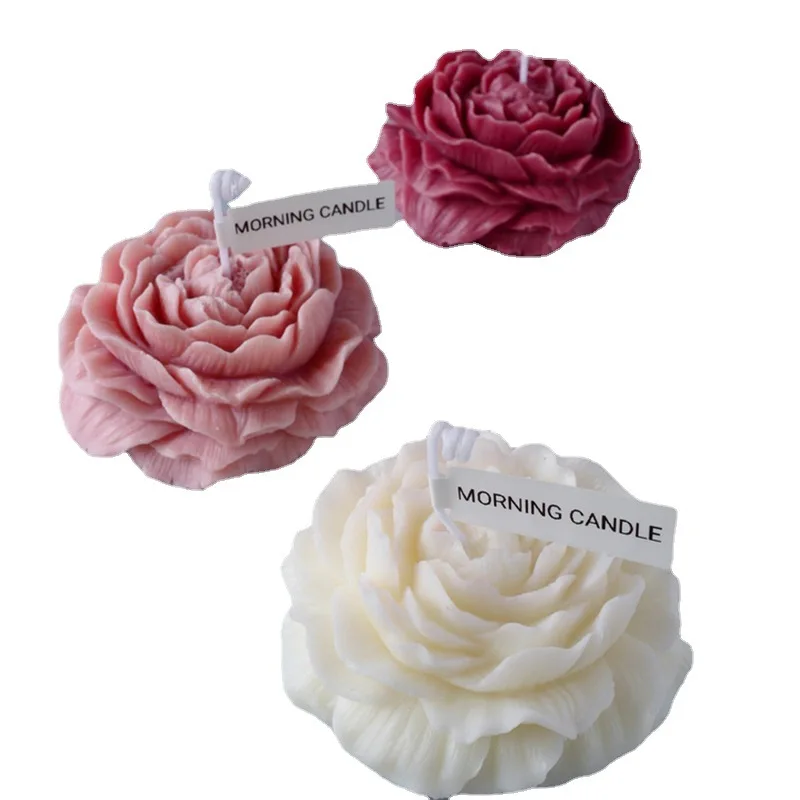 Early Riser 3D Peony Flower Silicone Mold Handmade Aromatherapy Candle Home Decorative Soap Mold