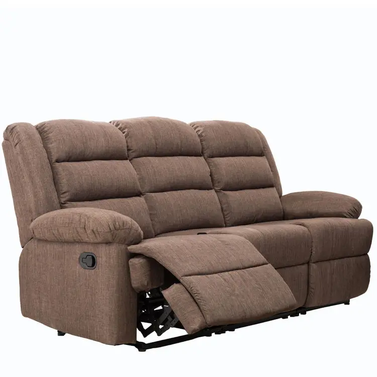 Brown Wide Armrest Multi-person Theater Modular Recliner Couch Manual Reclining Chairs For Sale With Cupholder