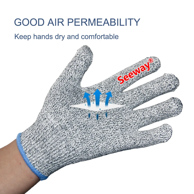 Seeway Cut level 5 PU Grip Cut Resistant Gloves Cut Resistance Level 5 Knit Anti Cutting Gloves