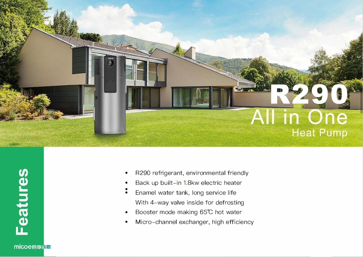Micoe R290 тепловой насос все в одном водяной WIFI контроль водонагреватель 75Deg 120-300L резервуар для