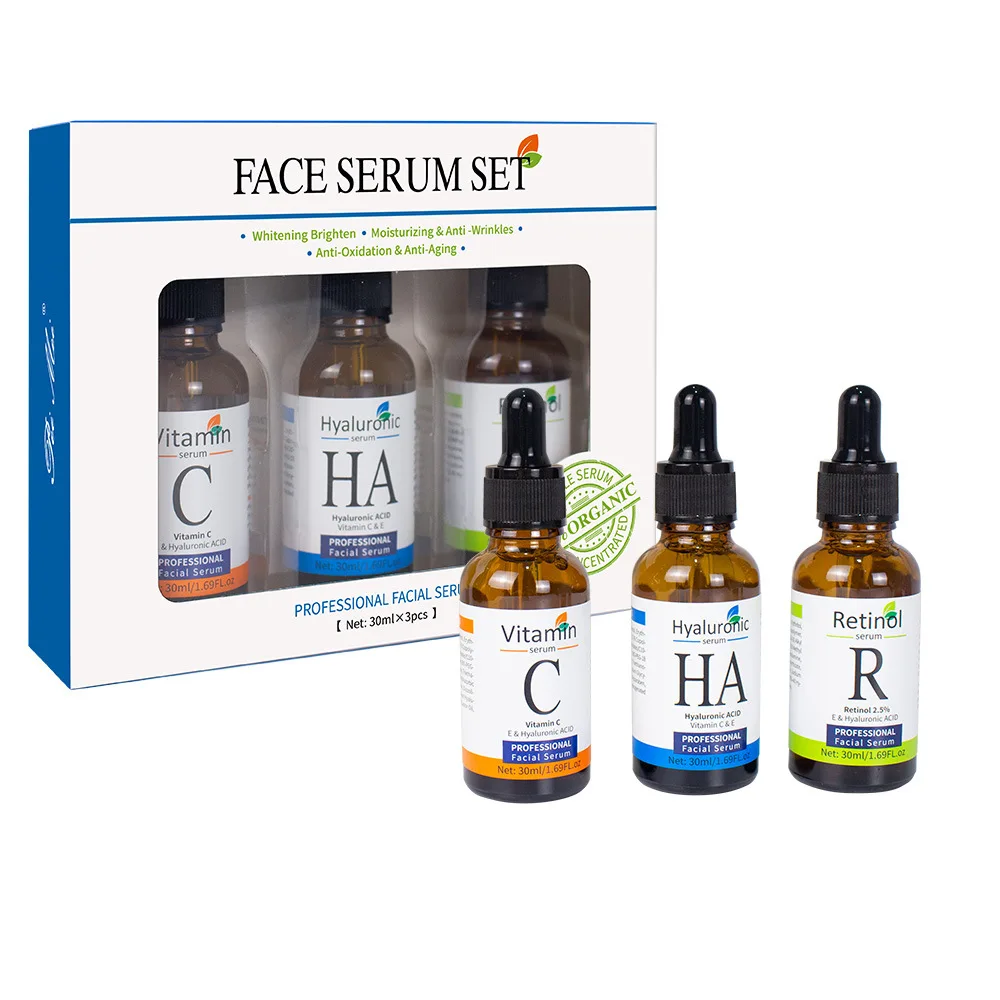 Best Selling Natural Professional Facial Serum Vitamin C Hyaluronic Acid Retinol For Face Serum Set Care