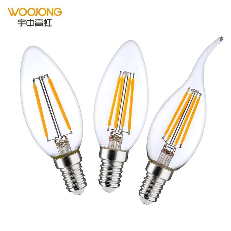 Woojong C37 G45 A60 ST64 G80 G95 G125 220-240V чистого золота освещение с регулируемой яркостью чайных свечей мерцающим светом светодиодные