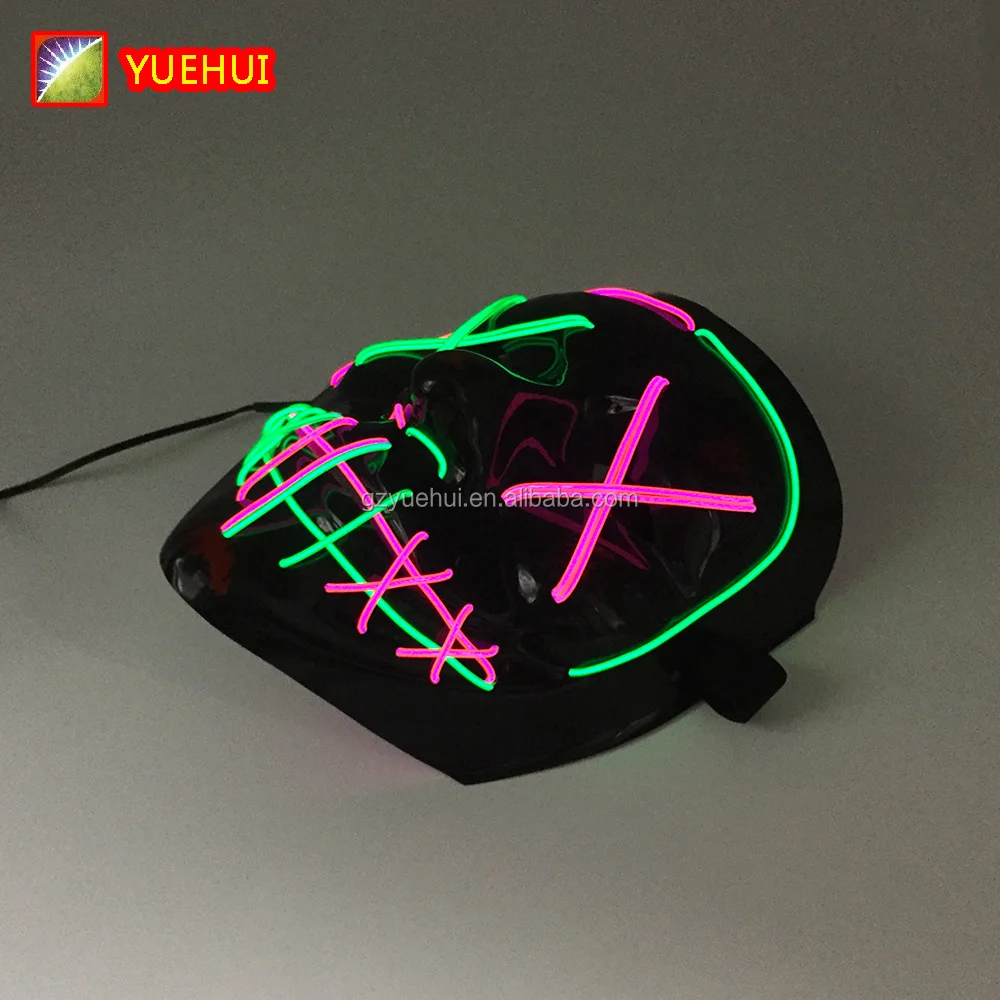 Hot Sale Led Luminous Mask Flashing Horrific EL Skull-Shaped Mask for Festival Parties Neon Nightlife Purge Election Year Mask