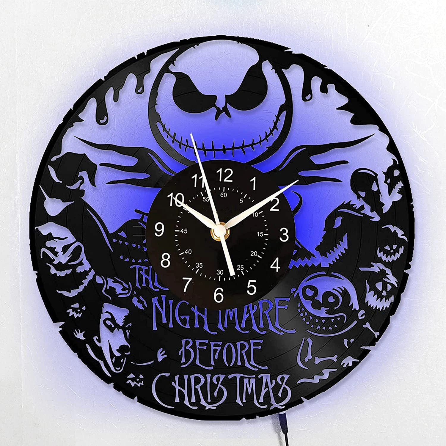 Jack and Sally Skellington Decorations Vinyl Clock for Room Living Room Bedroom Nightmare Before Christmas Gifts