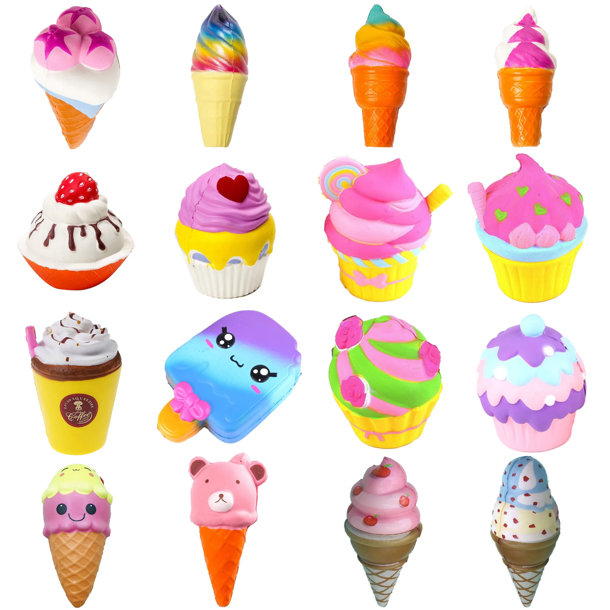 China Factory custom display box  Kawaii Pu Foam Slow Food Ice cream Squeeze Toy Slow Rising Scented Cute Squishy set meal