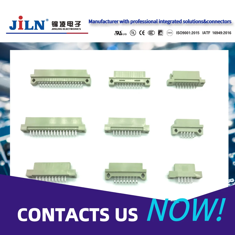 JiLN euro card connector 30 add 2 extra big pin 90 angle three rows right angle female type din41612 connector