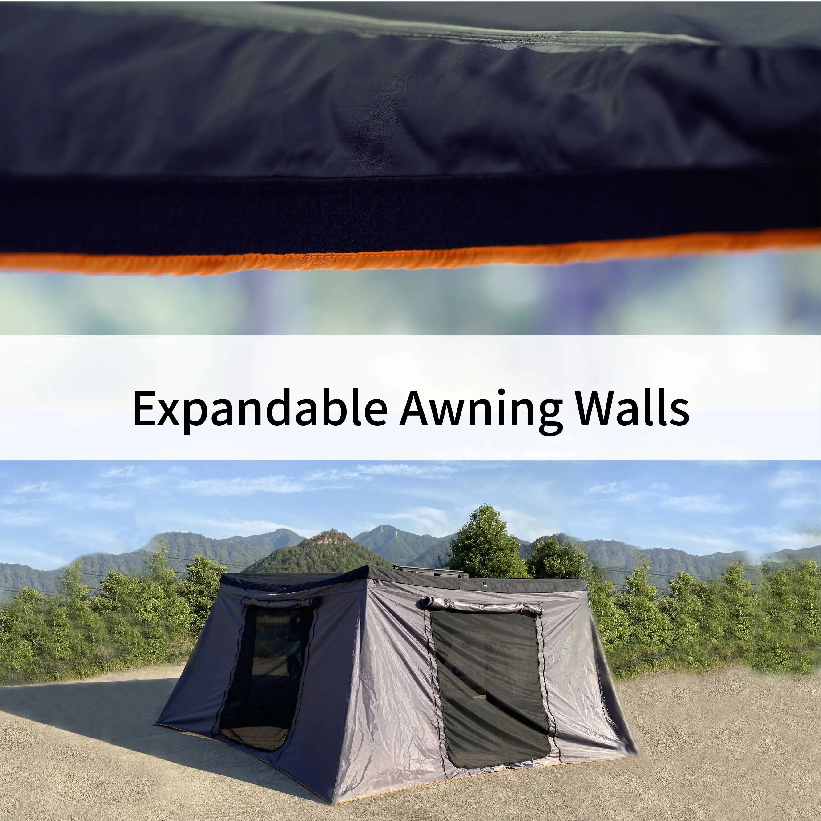 Yescampro new design retractable roof top tent car side mount 270 degree car side awning with led light