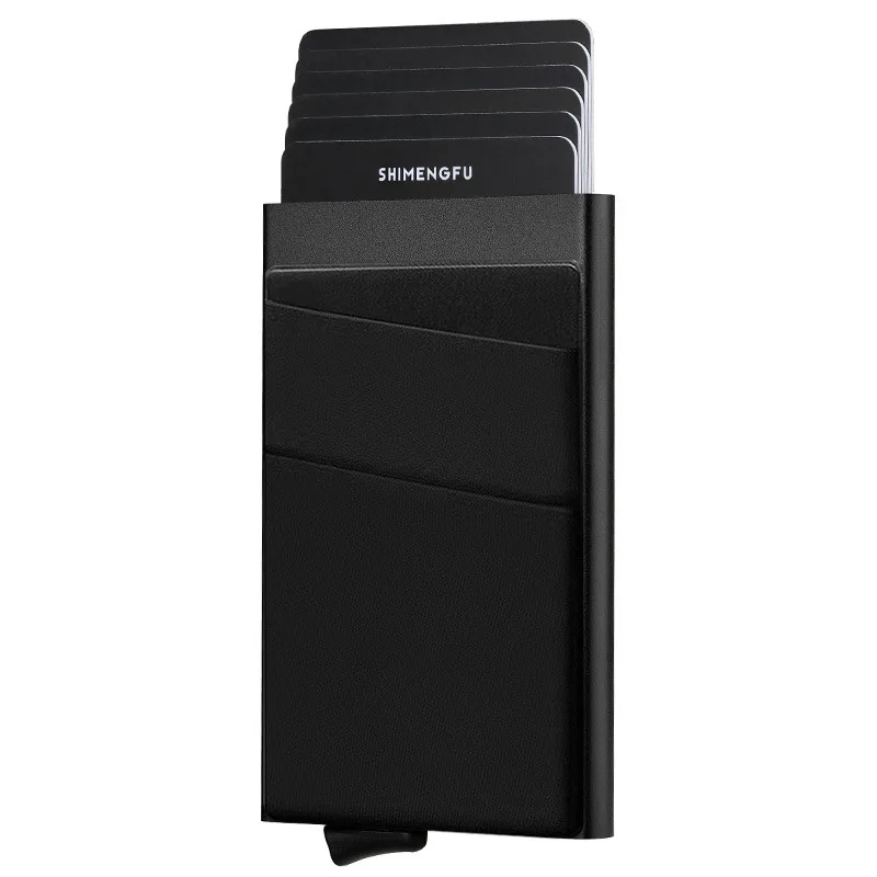 Minimalist RFID Blocking Metal Credit Card Holder Slim Pop Up Wallet with Money Pocket for Men