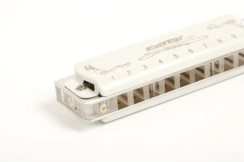 Hot sale EASTTOP 10 holes professional white color blues harmonica(T008L)