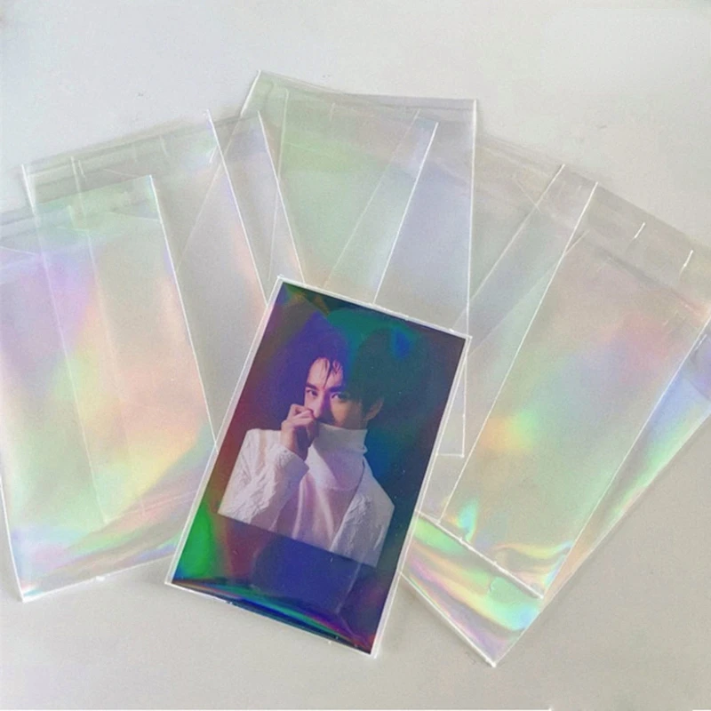 100pcs Kpop Laser Clear Photo Cards Sleeves Photocard Holder Shinny Card Cover Protector Idol Cards Sleeves Laser Photo Sleeves