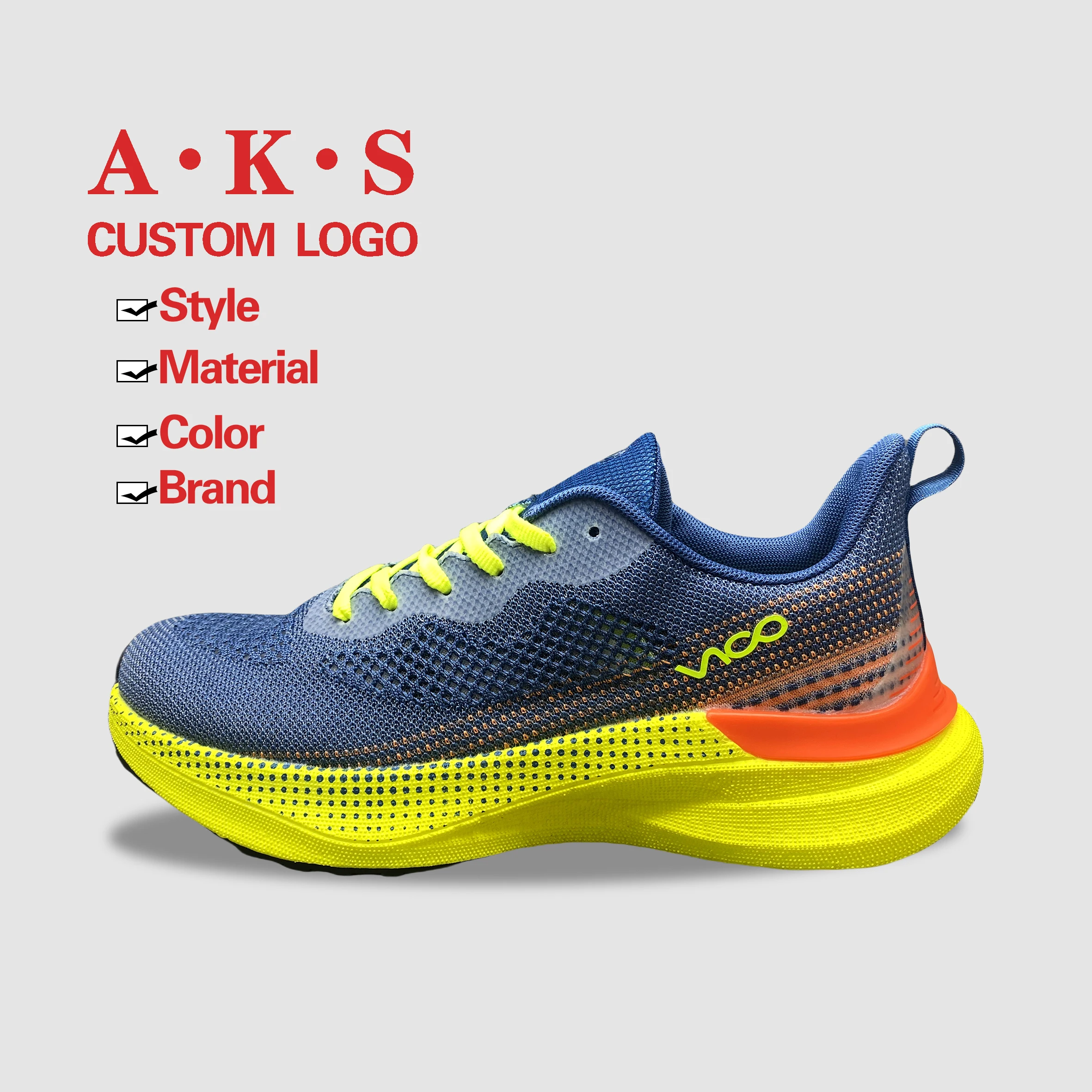 AKS Factory Price Custom Own Brand Sneakers Men Running Shoes Cushion Sports Shoes Men Jogging Walking Footwear