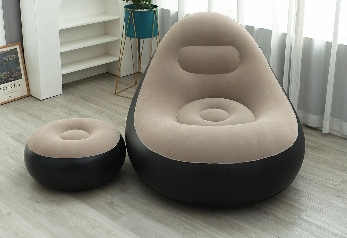 Indoor and outdoor PVC material inflatable lazy sofa with pump for foldable storage inflatable backrest thickened sofa