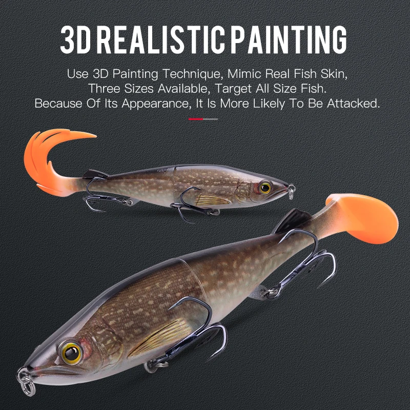 Kingdom Saltwater Trolling Lures Bluegill Swimbait Jerk Baits 3D Eyes Pencil Lures ABS Body With Soft Tail Swim Bait For Sale