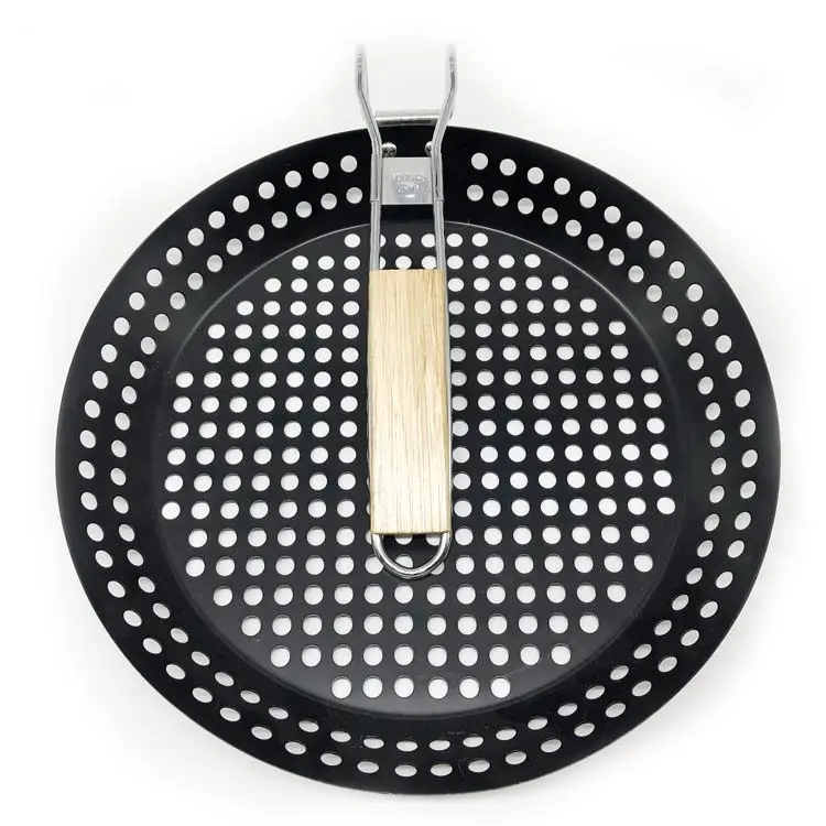 Hot Sales Camping Foldable Round Frying Pan Picnic BBQ Heat Resistant Steak Grilled Skillet