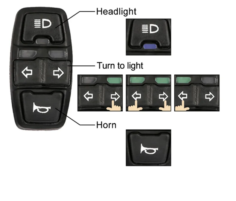 Wuxing DK336 Light Horn Switch For Electric Bike Motorbike Lamp and Horn Turn Signal Switch E-bike Accessories