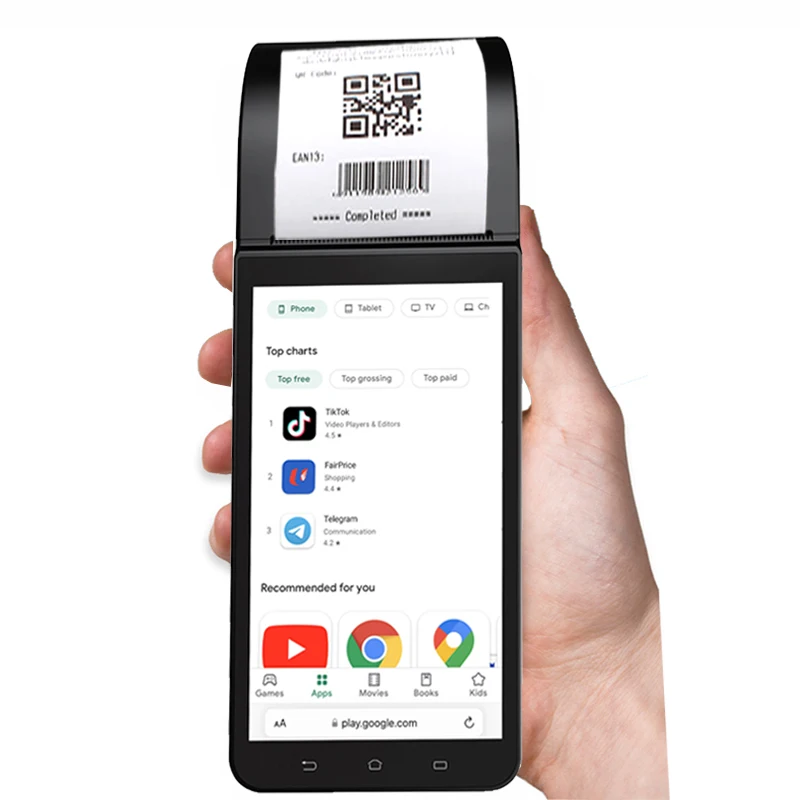 Smart Android System Handheld Pos Terminal With Bt Wifi 3g Mini Cash Register Machine With Thermal Printer Portable Pos