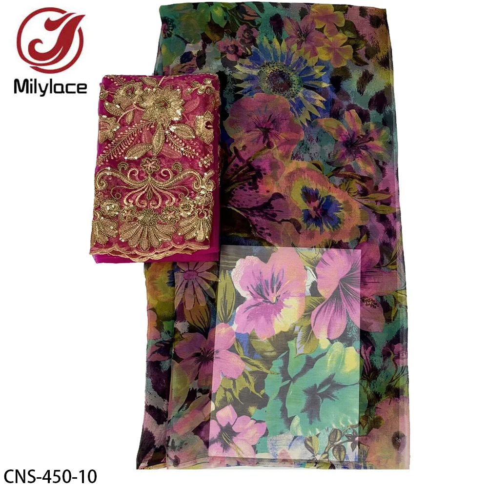 Floral Printed Silk Brocade Crepe Silk Organza Chiffon Fabric For Dresses