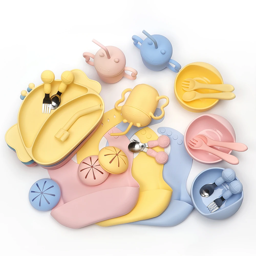 Customized Bpa Free Food Grade Baby Feeding Training Drinking Cup Animal Cartoon Silicone Baby Sippy Cup