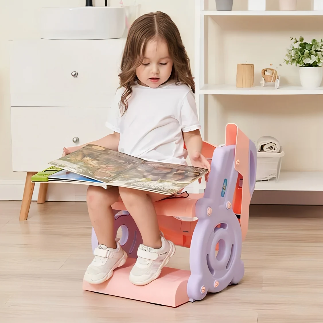Folding Baby Potty Training Seat with Step Stool Ladder Ladder PottySeat with Comfortable Safe PVC Cushion for Boys and Girls