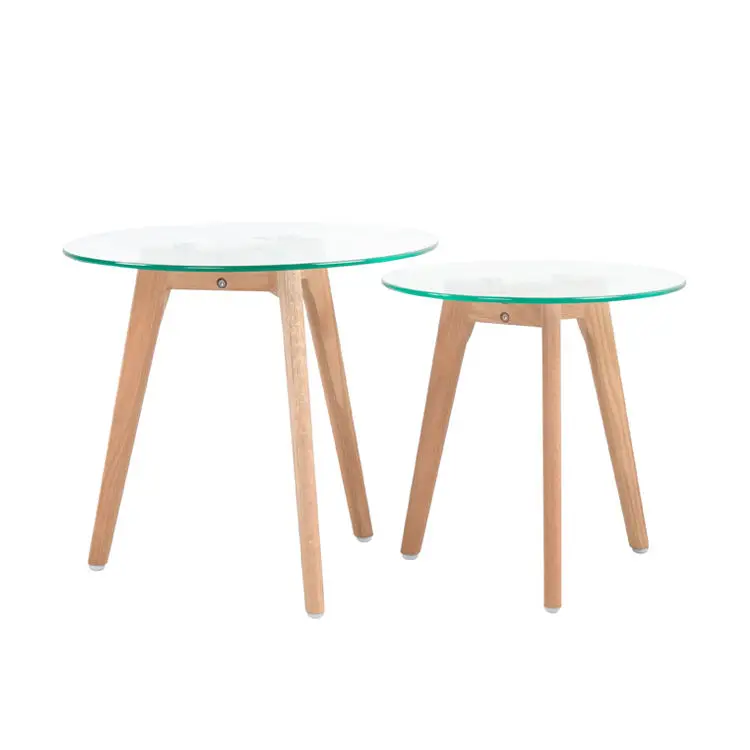 Specification Chinese Wooden Legs Glass Top Round Small Coffee Table