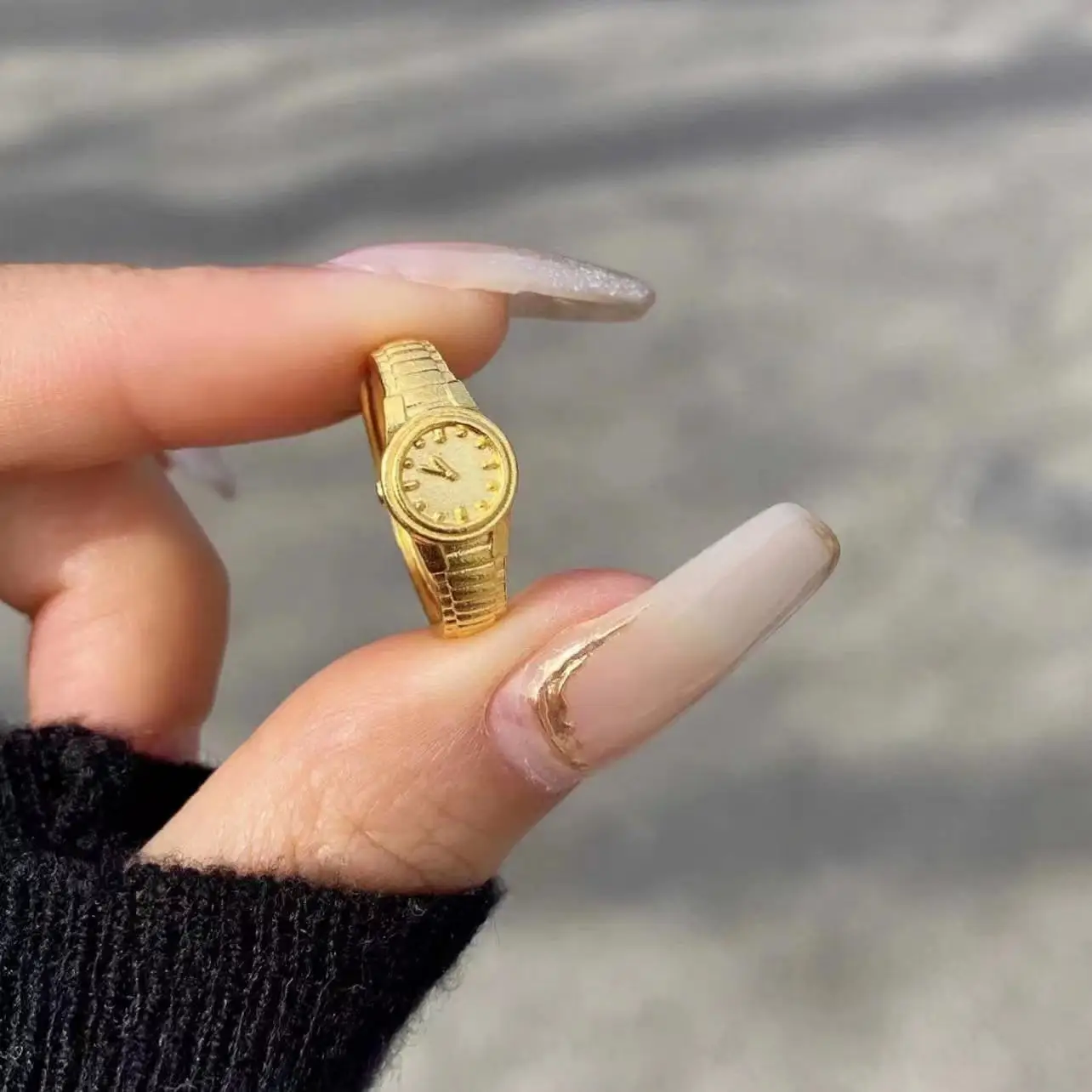 New Arrivals Copper Rhinestone Couple Ring Gold Adjustable Zircon Watch Rings For Men & Women