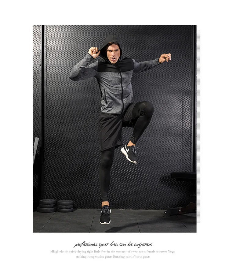 
Top Quality Mens Autumn Training Zipper Up Casual Hoodie Sports Coat Polyester Cool Quick Dry Fitness Gym Sweatshirt Jackets 