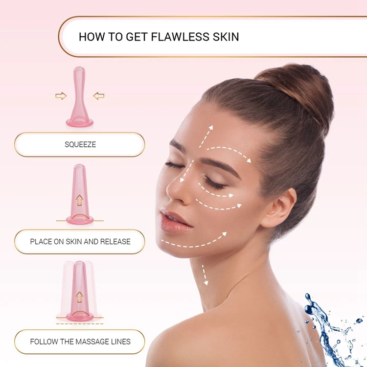 4PCS/Set Silicone Cupping Cup Set For Face Neck Back Eyes Massage Vacuum Cans Suction anti-cellulite massager Health Care Device